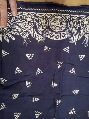 Vtg 50s Native American Print Bandana WPL 9939 Single Selvedge Fast Color Navy - Thumbnail 4