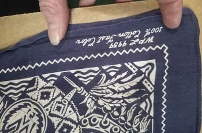 Vtg 50s Native American Print Bandana WPL 9939 Single Selvedge Fast Color Navy - Thumbnail 2