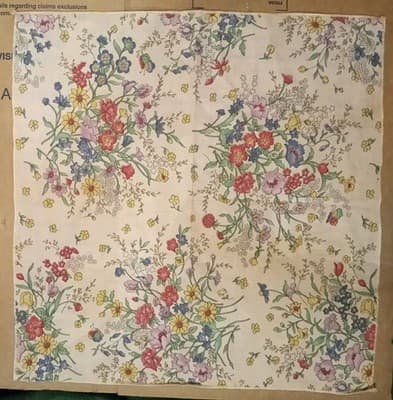 Vintage 1960s Floral Handkerchief 16.5" Large Cotton Pocket Square Ladybugs - Image 1