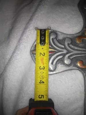 Large 17.5" Vintage Mexican Pewter Wall Cross - Hand-Painted Folk Art - Thumbnail 13