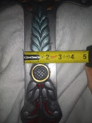 Large 17.5" Vintage Mexican Pewter Wall Cross - Hand-Painted Folk Art - Thumbnail 12