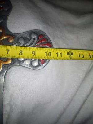 Large 17.5" Vintage Mexican Pewter Wall Cross - Hand-Painted Folk Art - Thumbnail 11