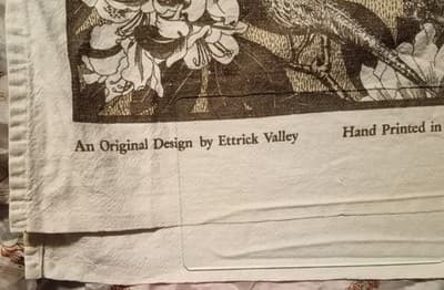Pristine Vtg Ettrick Valley Abbotsford Tea Towel – Rare Double Selvedge Edges – - Thumbnail 2