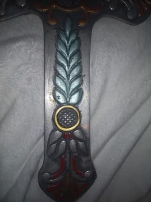 Large 17.5" Vintage Mexican Pewter Wall Cross - Hand-Painted Folk Art - Thumbnail 6