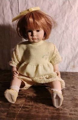 Red-Haired Play Doll with Yellow Dress, Removable Clothes 14" - Thumbnail 3