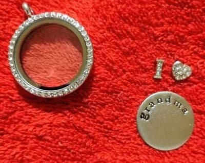 925 Silver 2mm Snake Chain 24" & Floating Memory Locket I ❤️Grandma + charms - Thumbnail 6