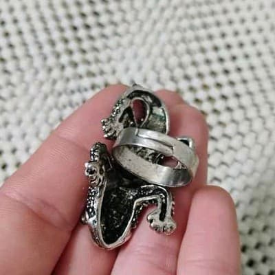 Silver Crystal Lizard Cocktail Ring Animal Statement Rhinestone Fashion - Thumbnail 3