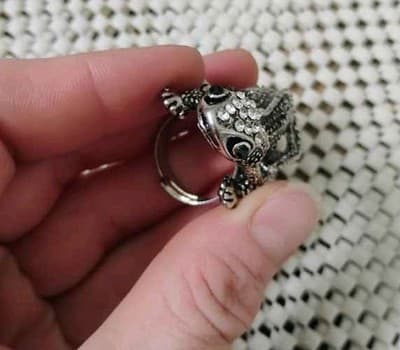 Silver Crystal Lizard Cocktail Ring Animal Statement Rhinestone Fashion - Thumbnail 4