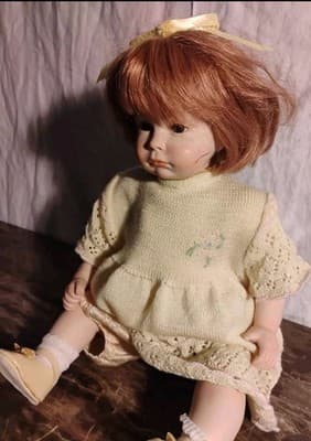 Red-Haired Play Doll with Yellow Dress, Removable Clothes 14" - Thumbnail 2