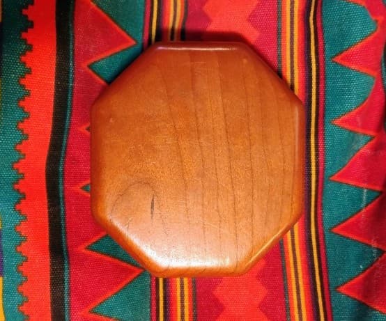 Vintage Carved Wood Music Box - Silver & Turquoise Concho Medallion - Red Velvet - Thumbnail 2