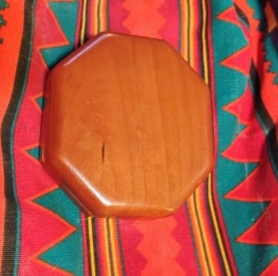 Vintage Carved Wood Music Box - Silver & Turquoise Concho Medallion - Red Velvet - Thumbnail 3