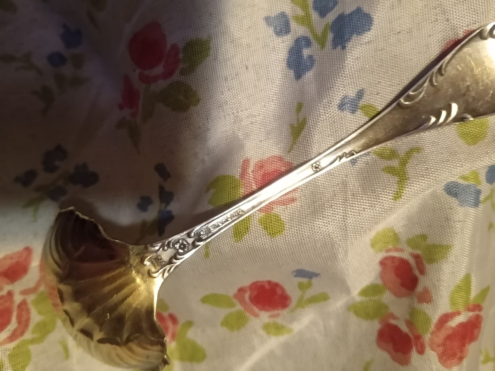 Antique Imperial Queen Sterling Silver Bonbon Spoon – Shell Bowl Gold Wash 15g - Thumbnail 7