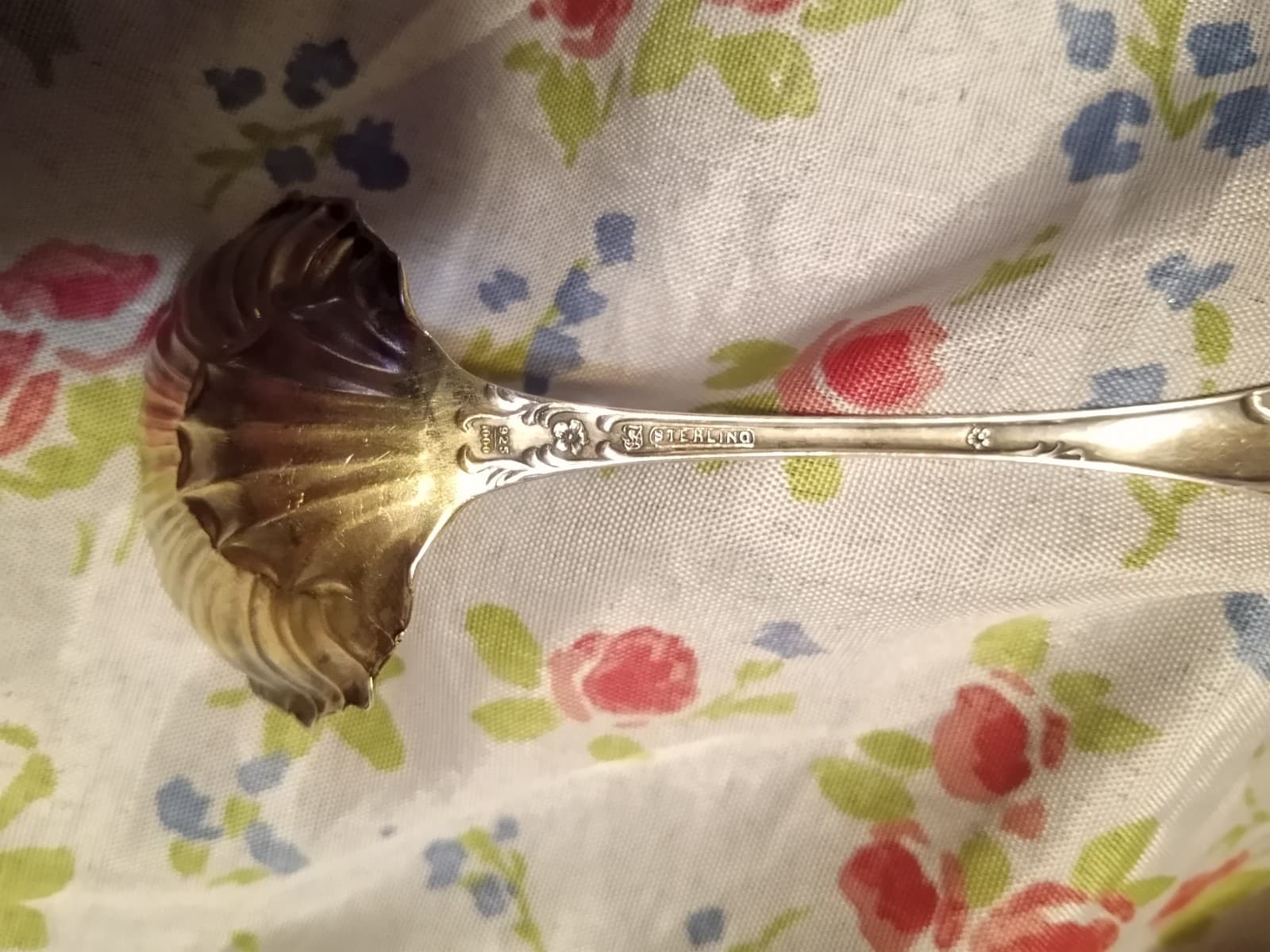 Antique Imperial Queen Sterling Silver Bonbon Spoon – Shell Bowl Gold Wash 15g - Thumbnail 6