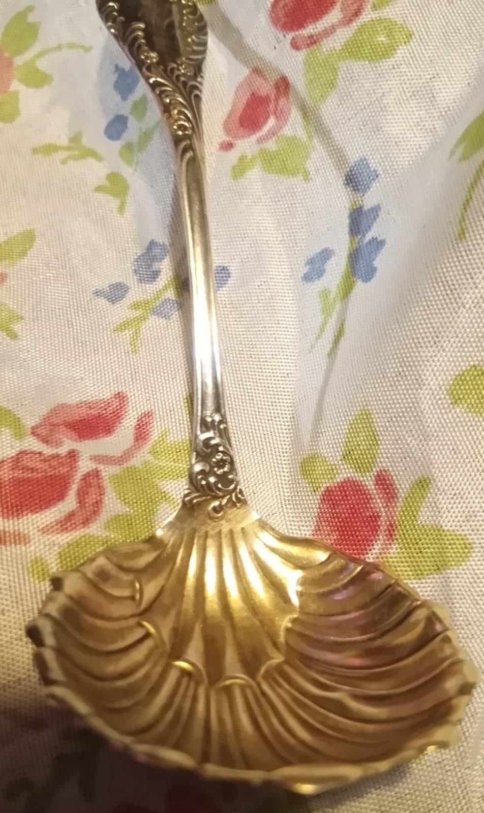 Antique Imperial Queen Sterling Silver Bonbon Spoon – Shell Bowl Gold Wash 15g - Thumbnail 5