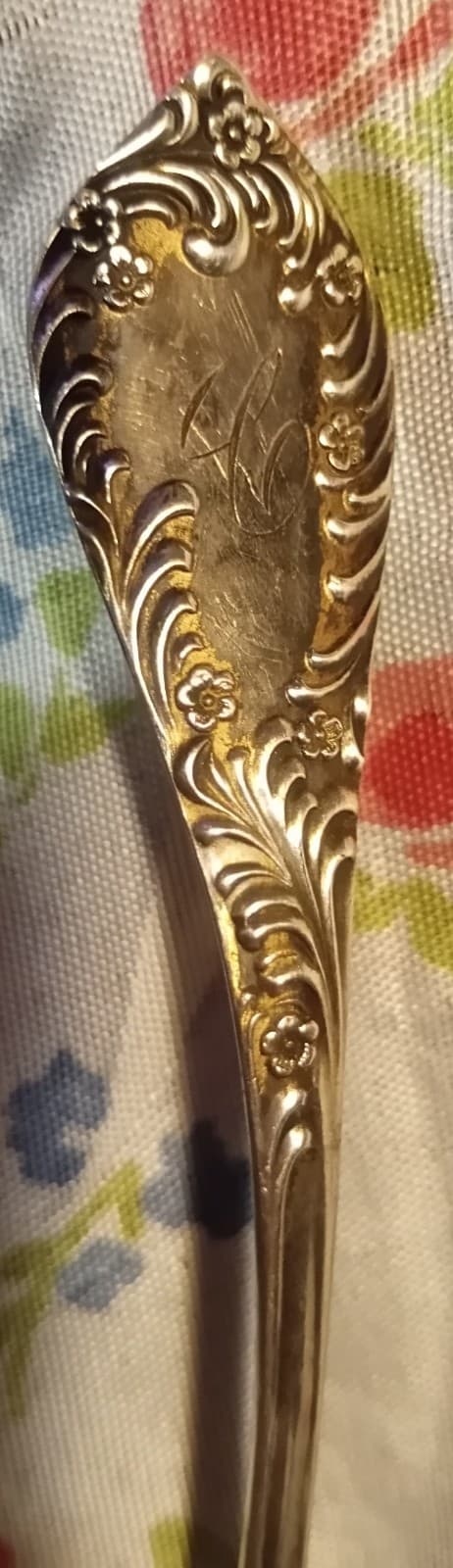 Antique Imperial Queen Sterling Silver Bonbon Spoon – Shell Bowl Gold Wash 15g - Thumbnail 3