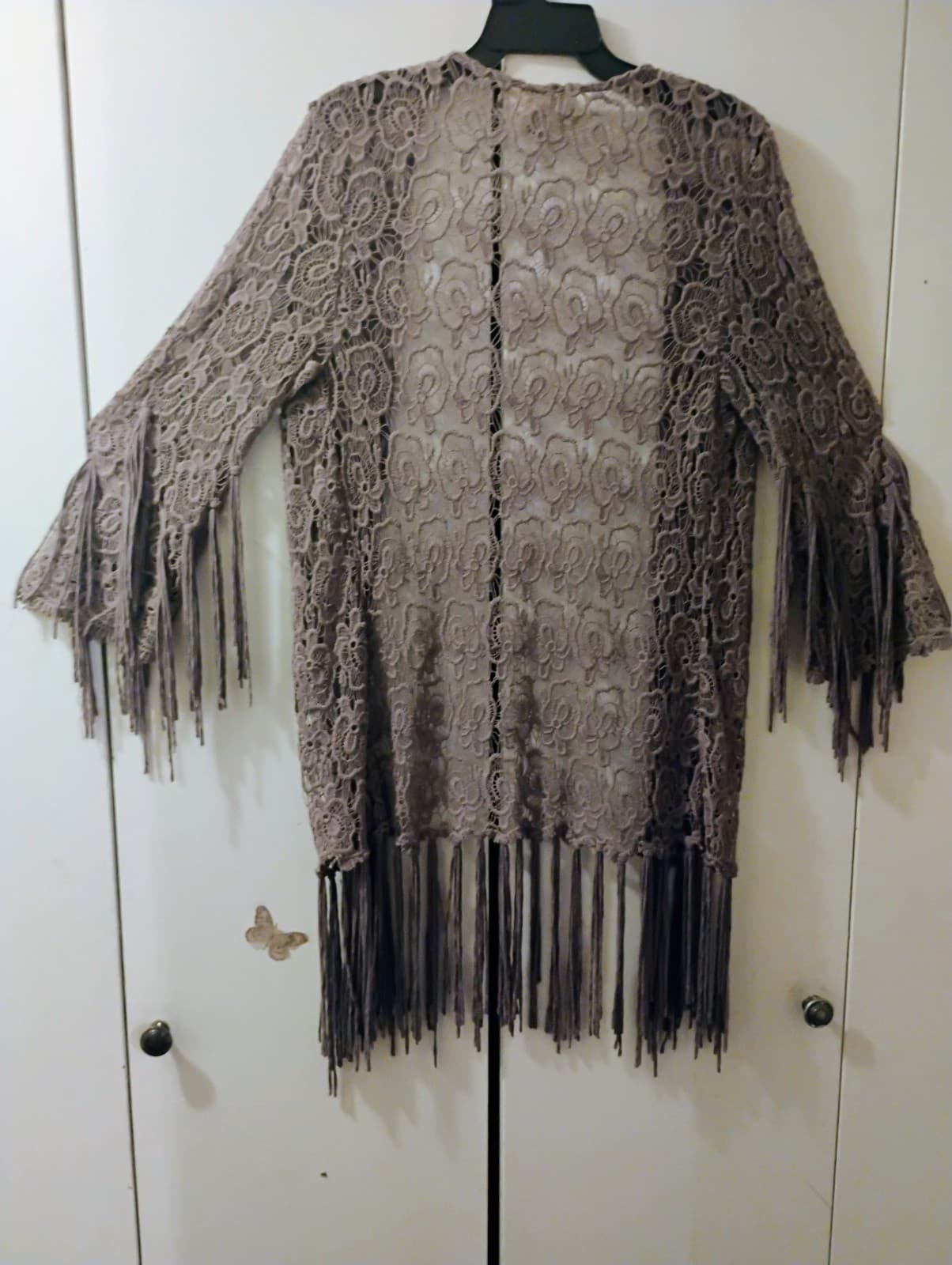 Gimmicks buckle mauve knit fringe kimono - Thumbnail 2