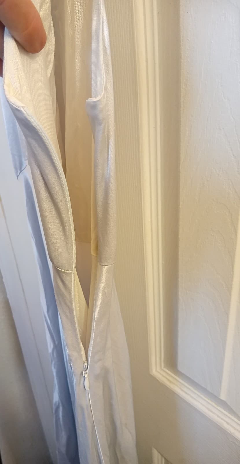 Vintage 90s Monkey Wear Silver Rayon Satin Maxi Dress - Size 16 (Fits XS/S) - Thumbnail 3