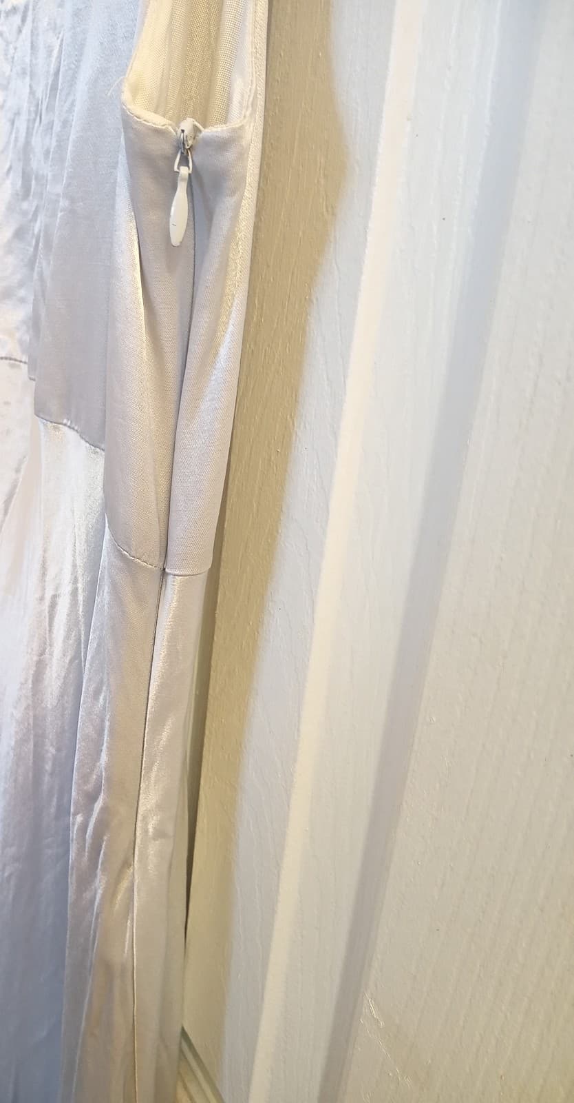 Vintage 90s Monkey Wear Silver Rayon Satin Maxi Dress - Size 16 (Fits XS/S) - Thumbnail 4