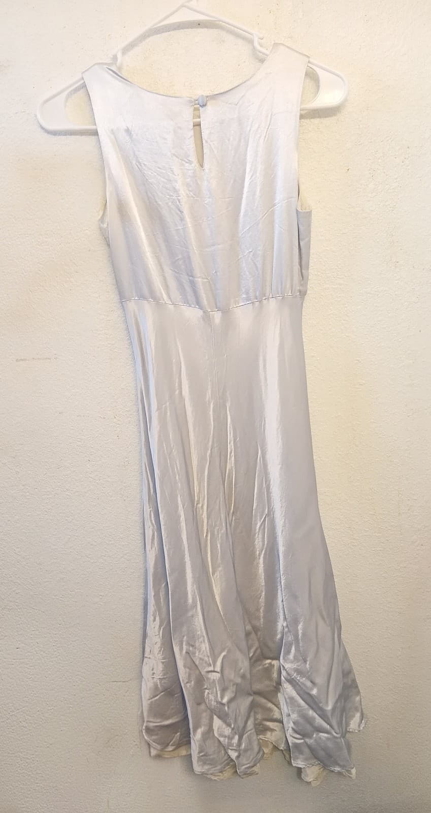 Vintage 90s Monkey Wear Silver Rayon Satin Maxi Dress - Size 16 (Fits XS/S) - Thumbnail 2