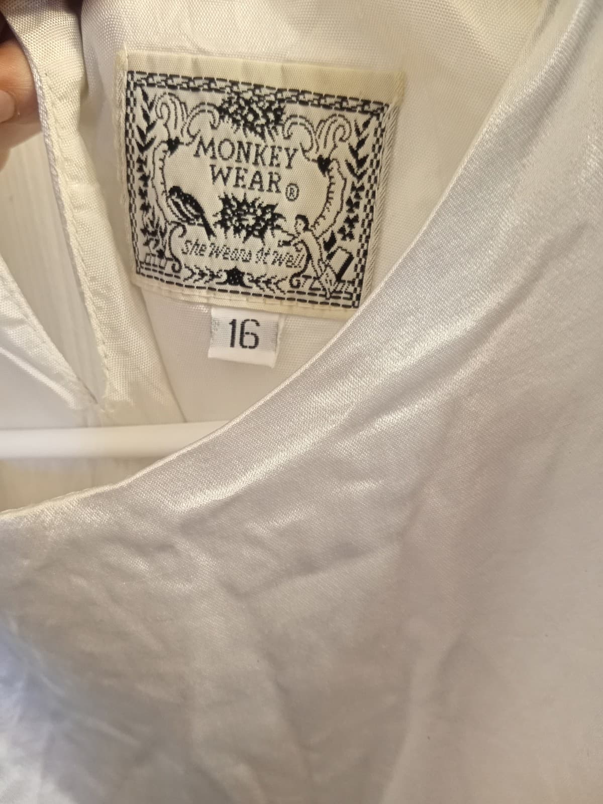 Vintage 90s Monkey Wear Silver Rayon Satin Maxi Dress - Size 16 (Fits XS/S) - Thumbnail 5