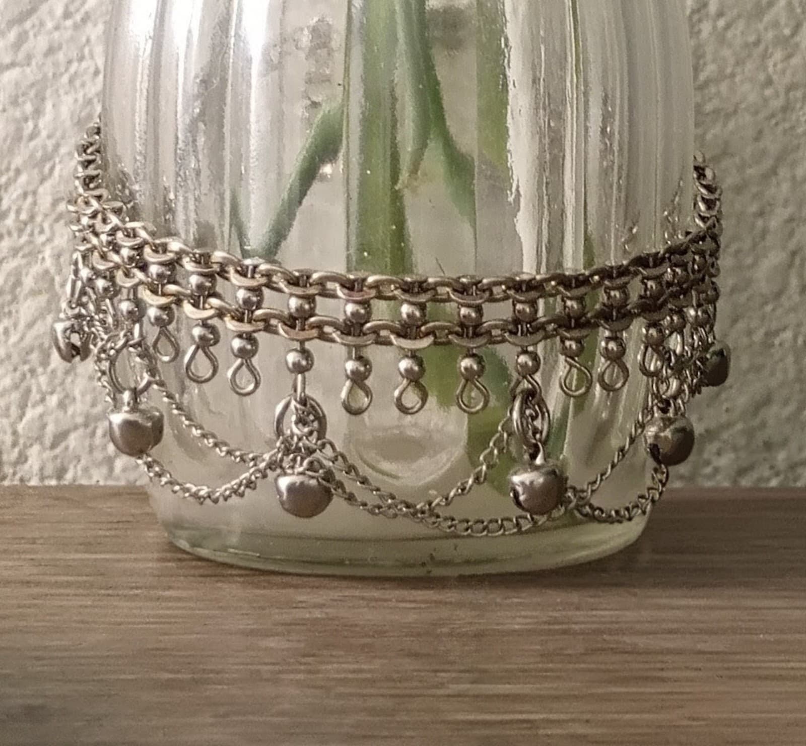 Vtg. Bohemian Tribal Bell Anklet – Layered Silver-Tone Chains – 9" + 1.25" Ext. - Thumbnail 3