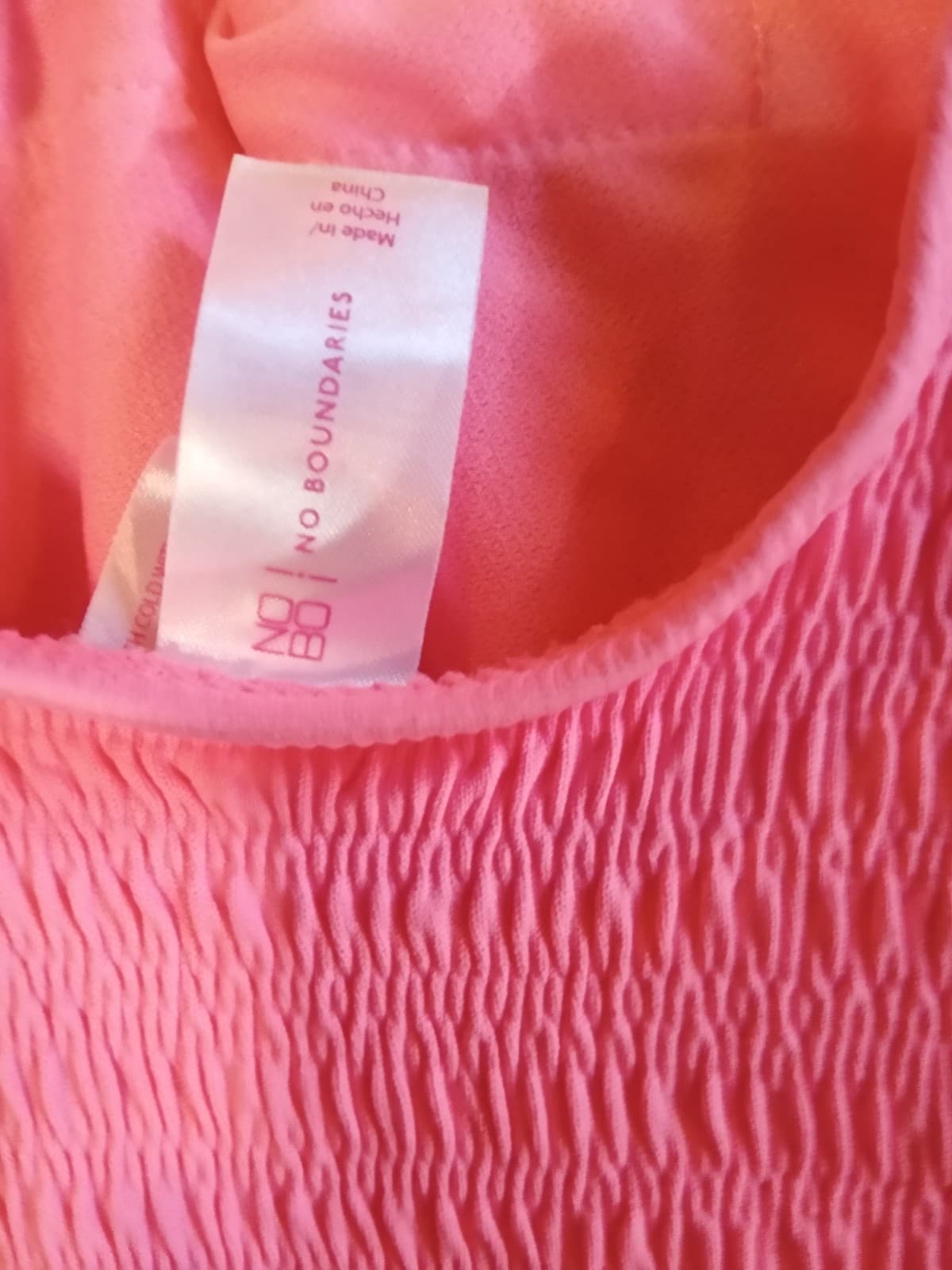 No Boundaries Pink Smocked Lace-Up One Piece Swimsuit - Size Large - Thumbnail 3