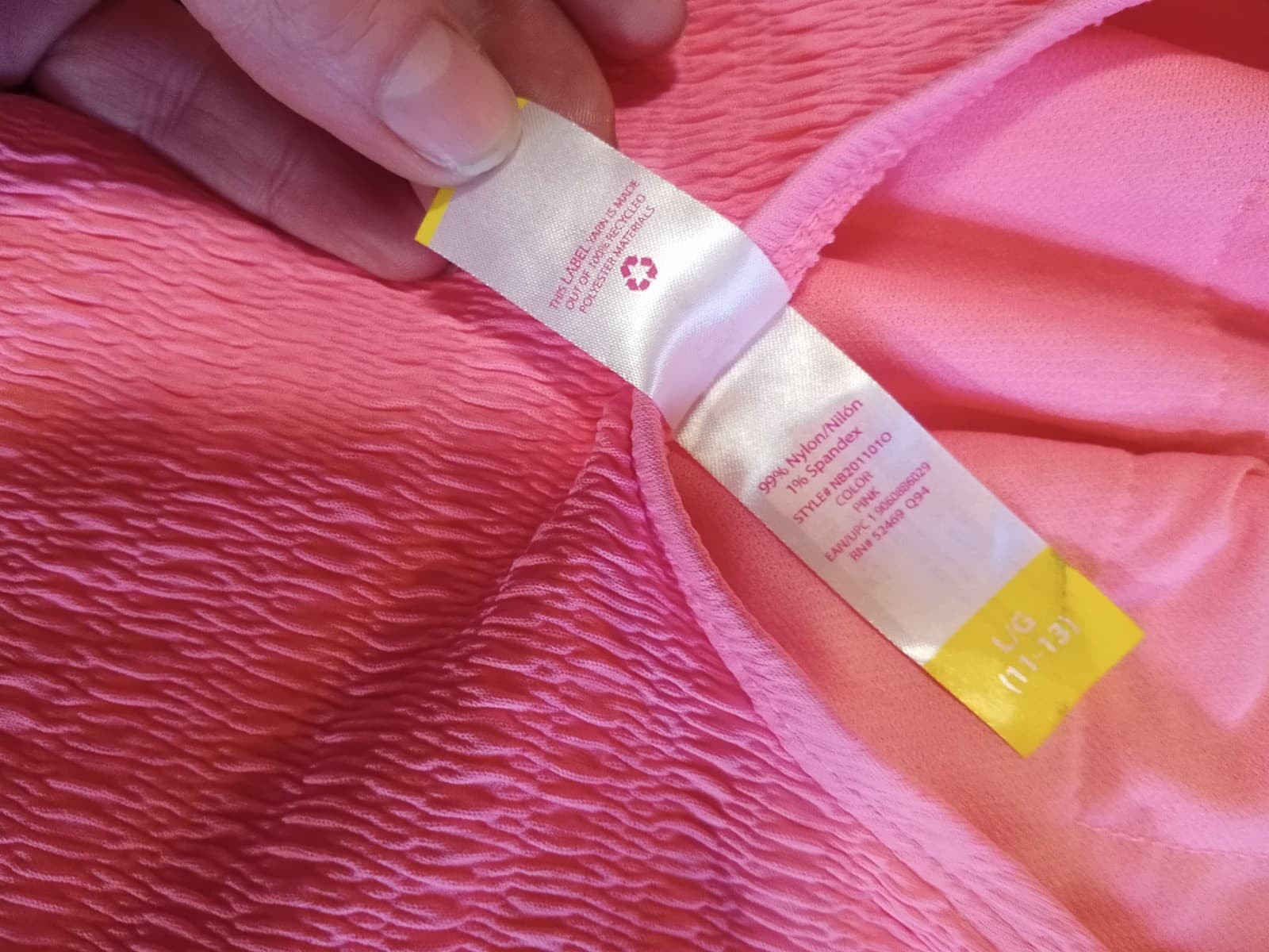 No Boundaries Pink Smocked Lace-Up One Piece Swimsuit - Size Large - Thumbnail 4