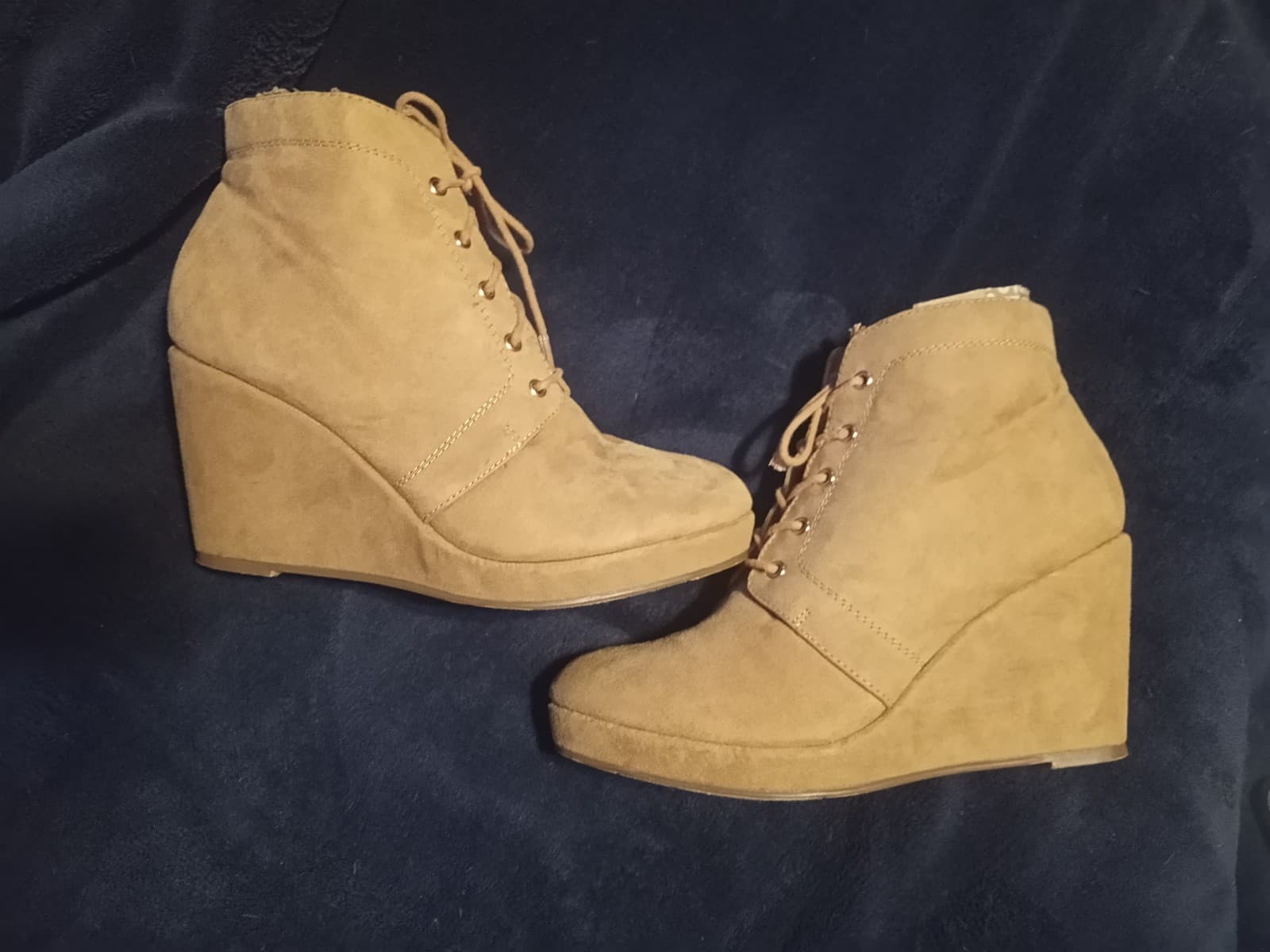 BootiesStylish Forever 21 Taupe Faux Suede Wedge Booties - Size 7 - Image 1