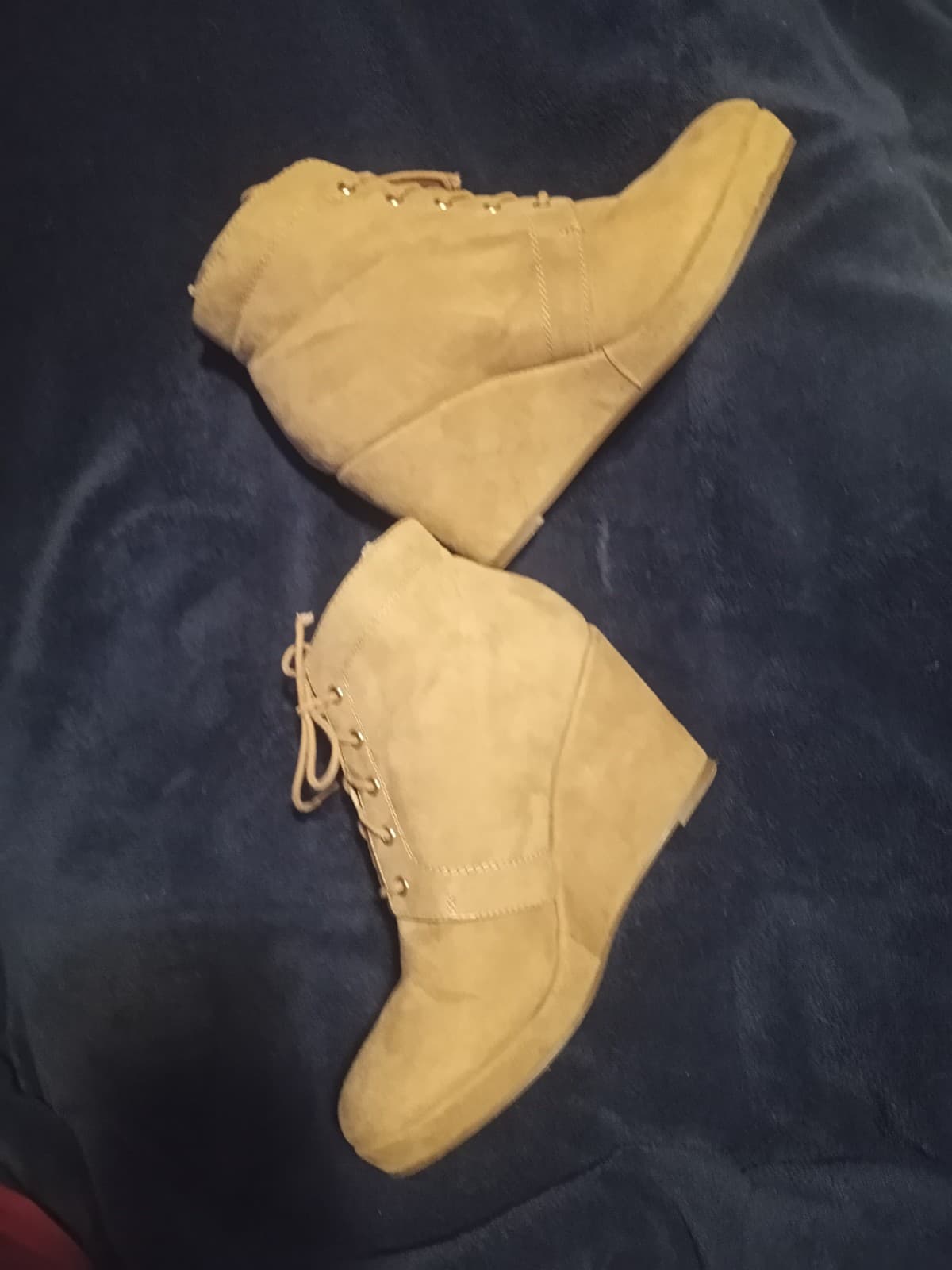 BootiesStylish Forever 21 Taupe Faux Suede Wedge Booties - Size 7 - Thumbnail 2