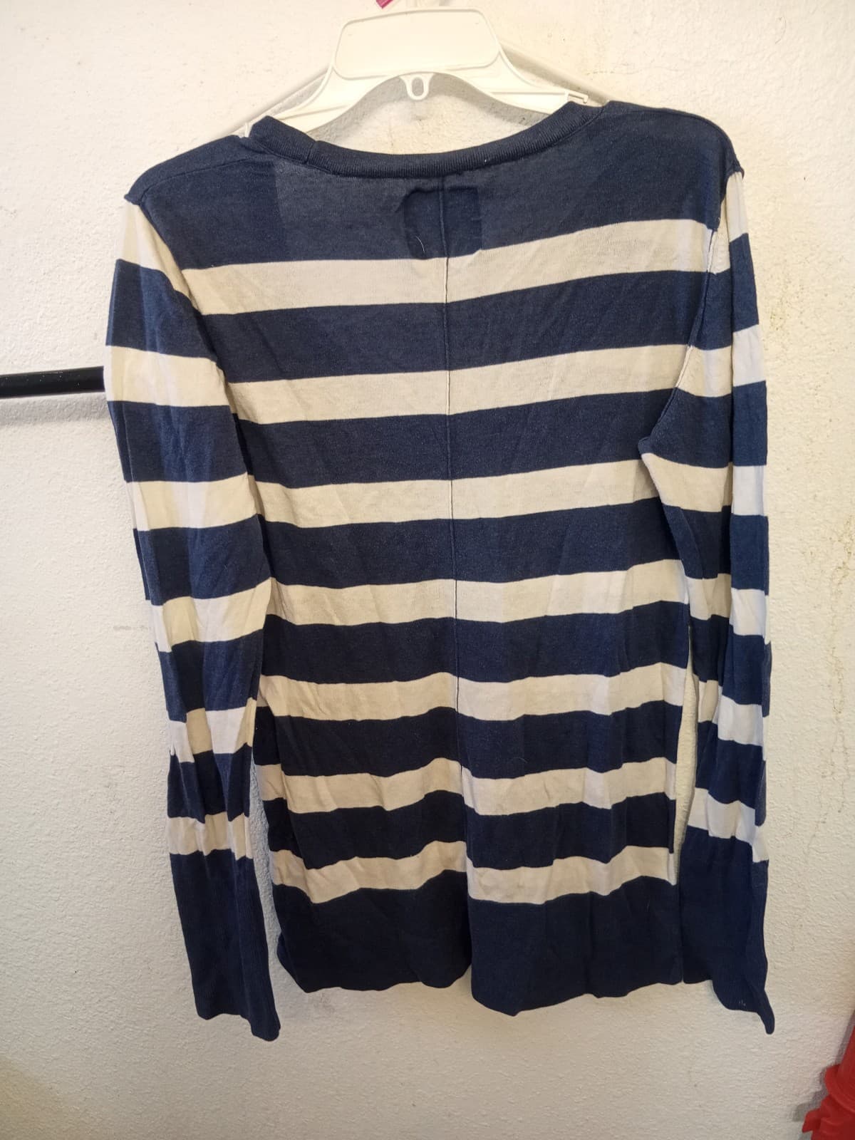 VTG Y2K American Eagle Striped Long Sleeve V-Neck Tee - Navy/Cream - Size XL - Thumbnail 2
