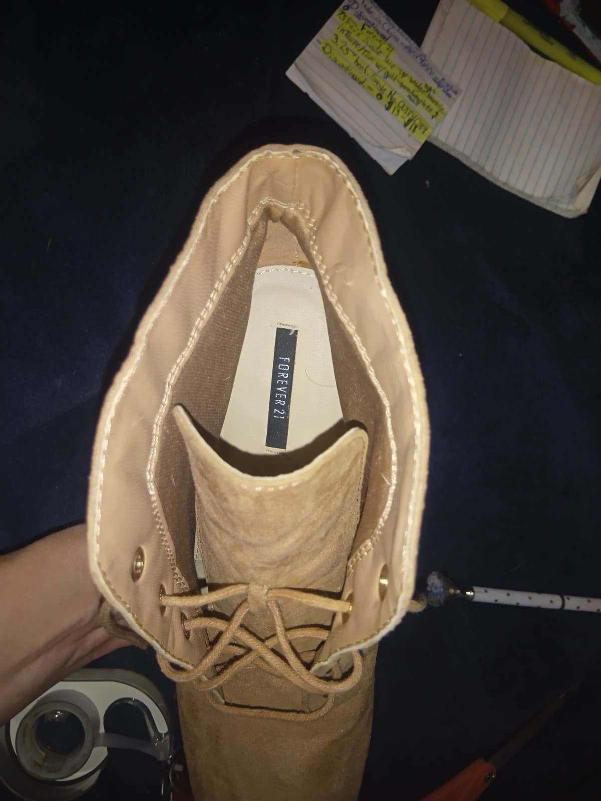 BootiesStylish Forever 21 Taupe Faux Suede Wedge Booties - Size 7 - Thumbnail 4