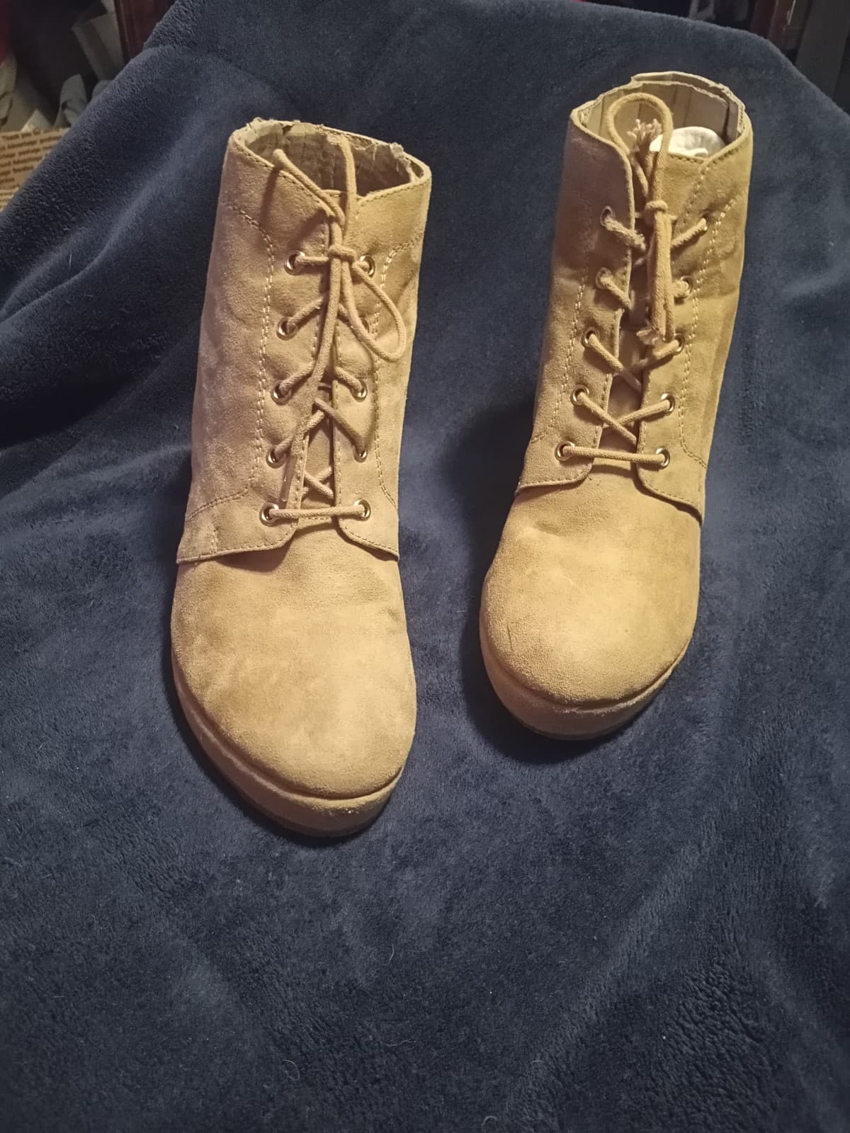 BootiesStylish Forever 21 Taupe Faux Suede Wedge Booties - Size 7 - Thumbnail 3