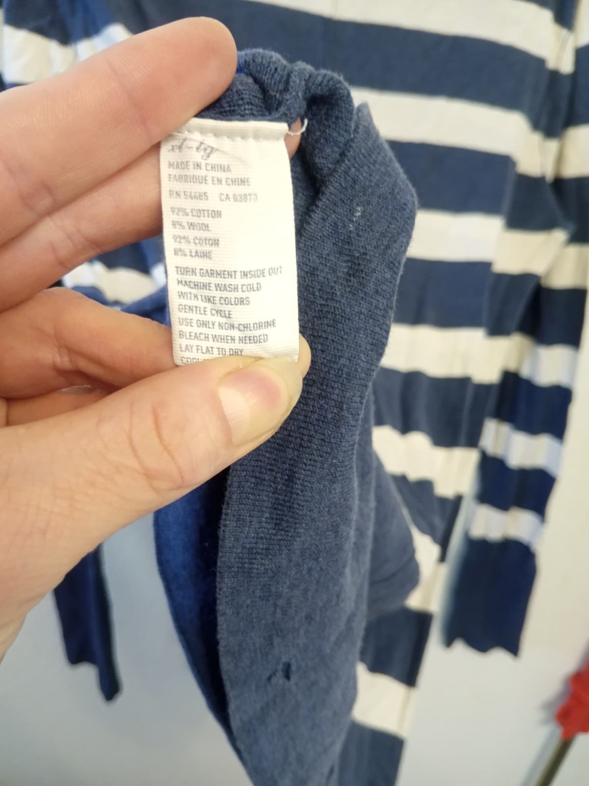 VTG Y2K American Eagle Striped Long Sleeve V-Neck Tee - Navy/Cream - Size XL - Thumbnail 4