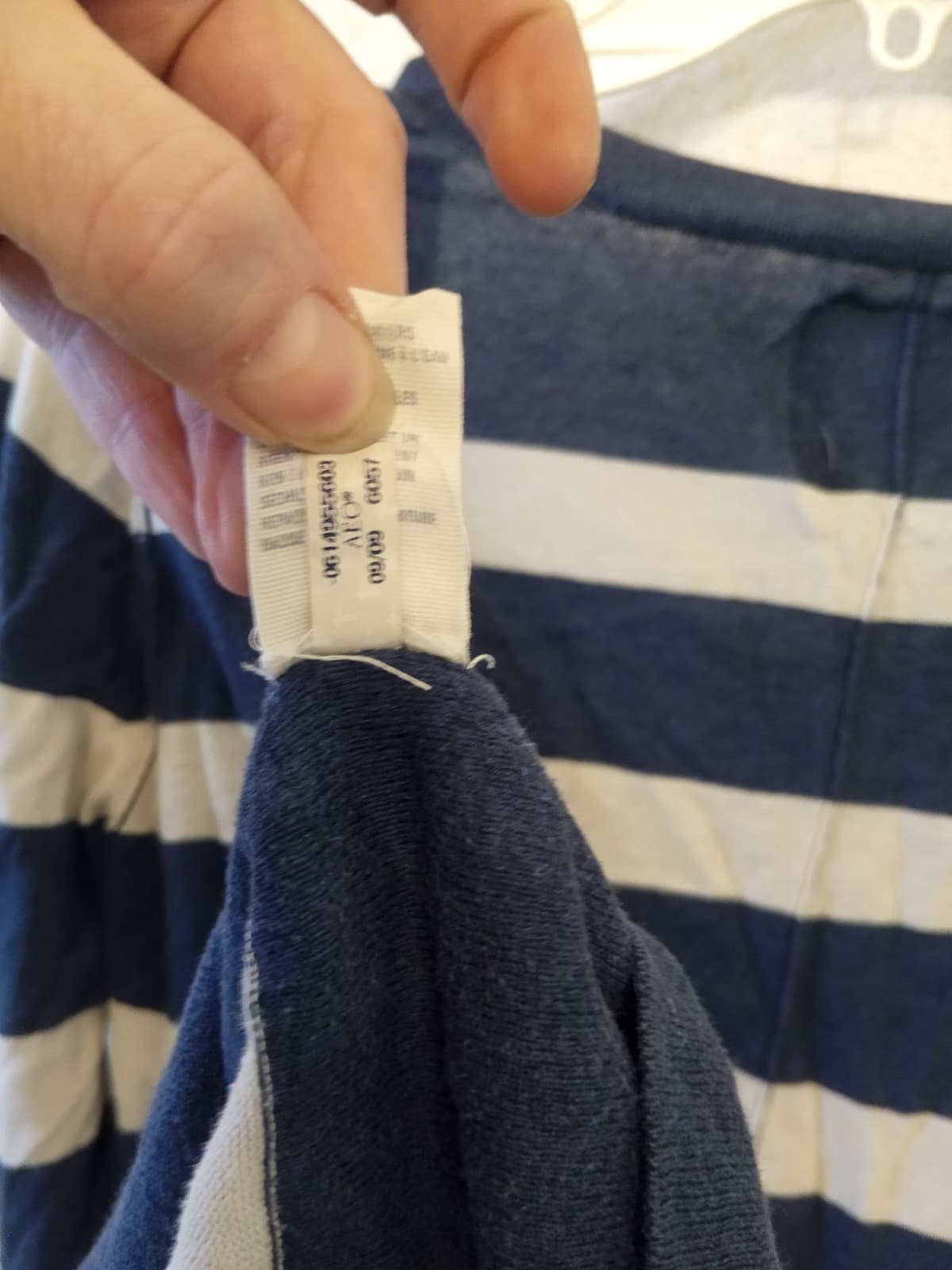 VTG Y2K American Eagle Striped Long Sleeve V-Neck Tee - Navy/Cream - Size XL - Thumbnail 6