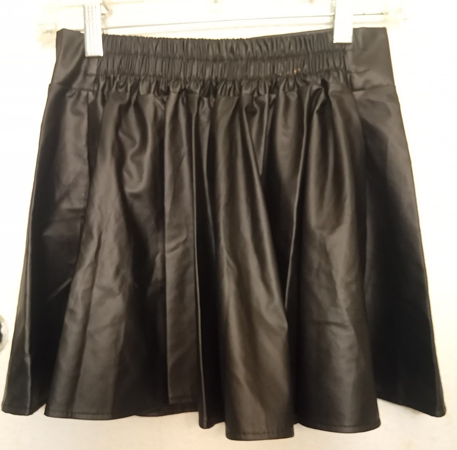 White Label Black Faux Leather Skater Skirt - Size L (Juniors) - Thumbnail 2