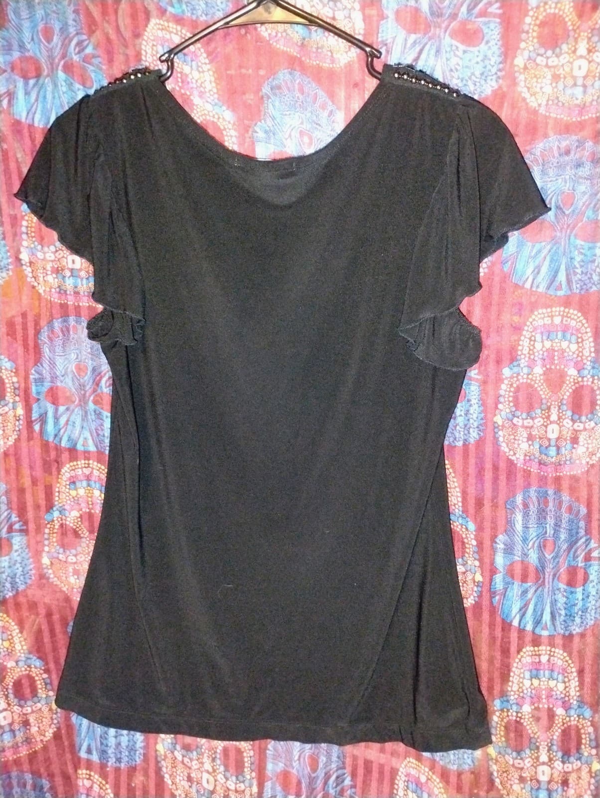 Black Cowl Neck W/ Studded Shoulder Details by ny collection - Thumbnail 2