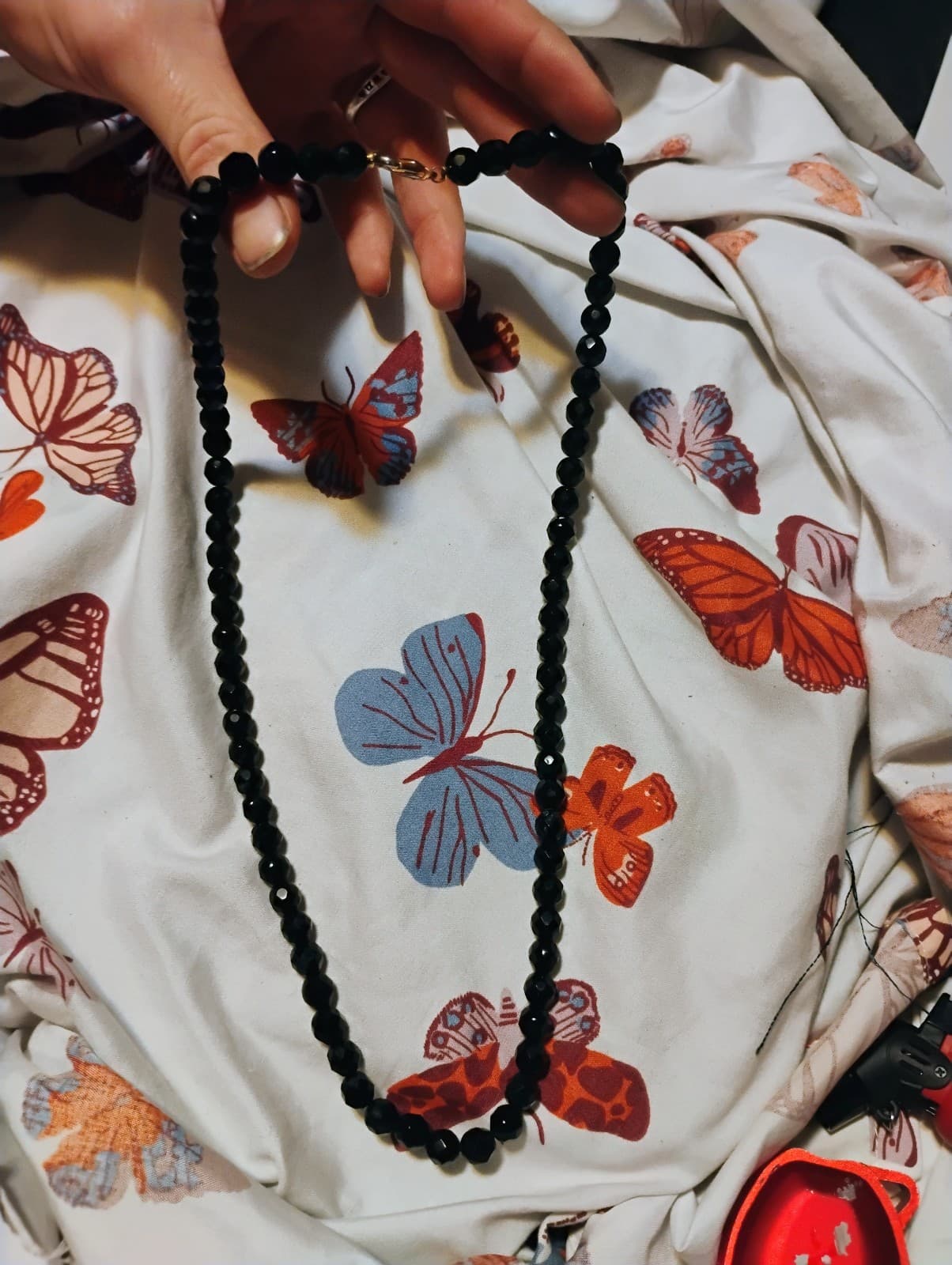 2 black onyx beaded Necklaces unsigned - Thumbnail 6