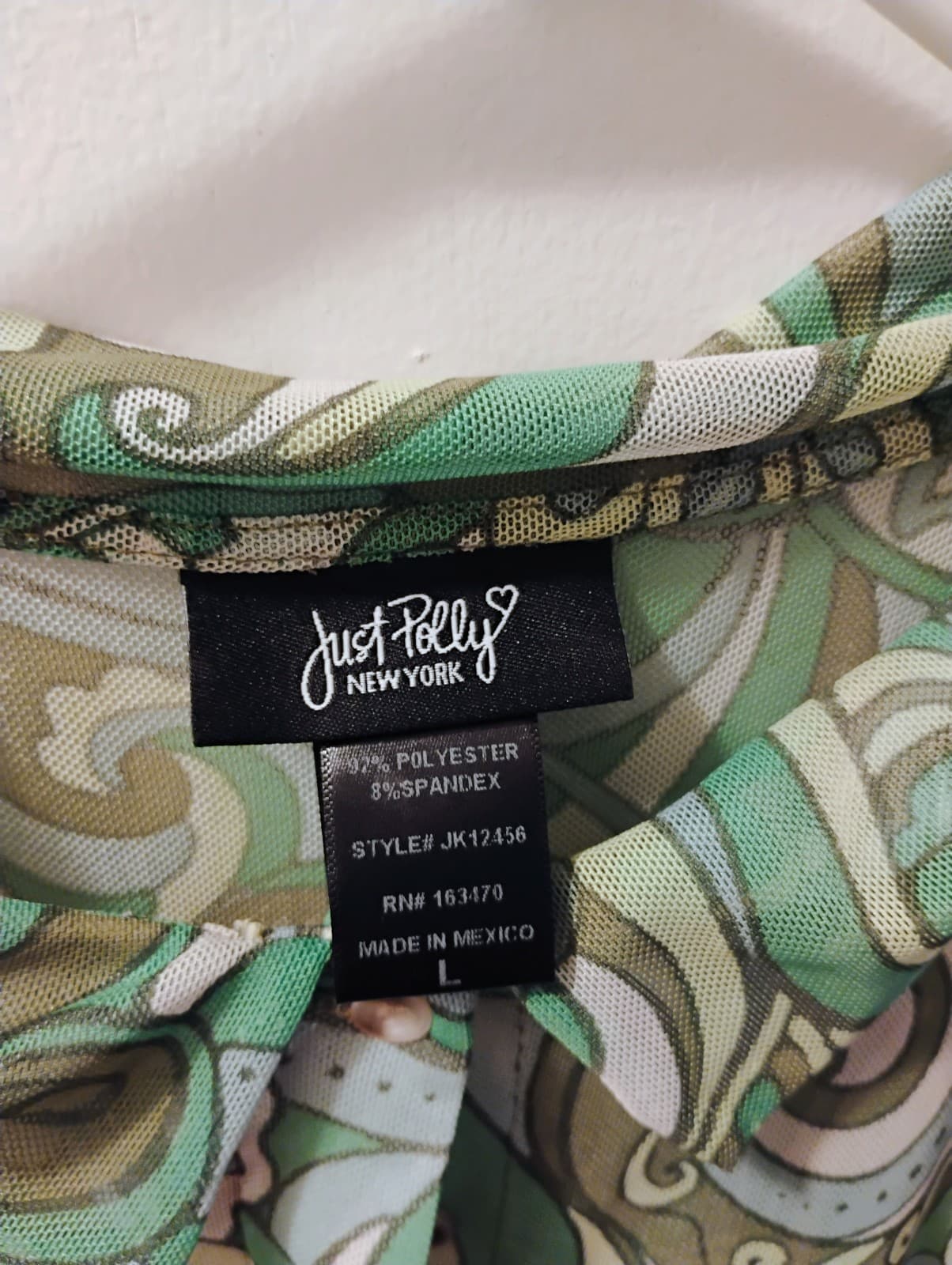 Two "Just Polly" sheer, stretch, button up, crop tops - Thumbnail 6