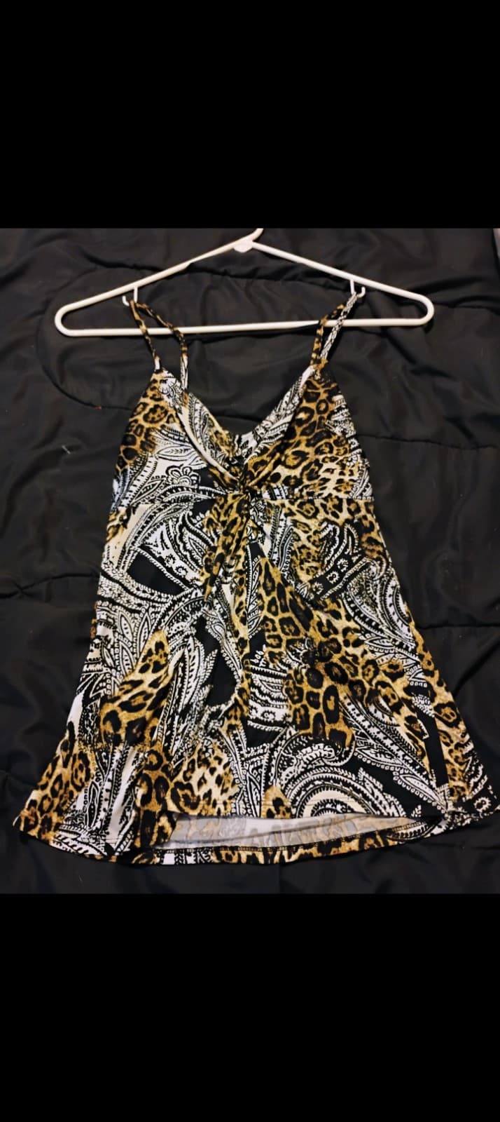 Leopard print spaghetti strap top