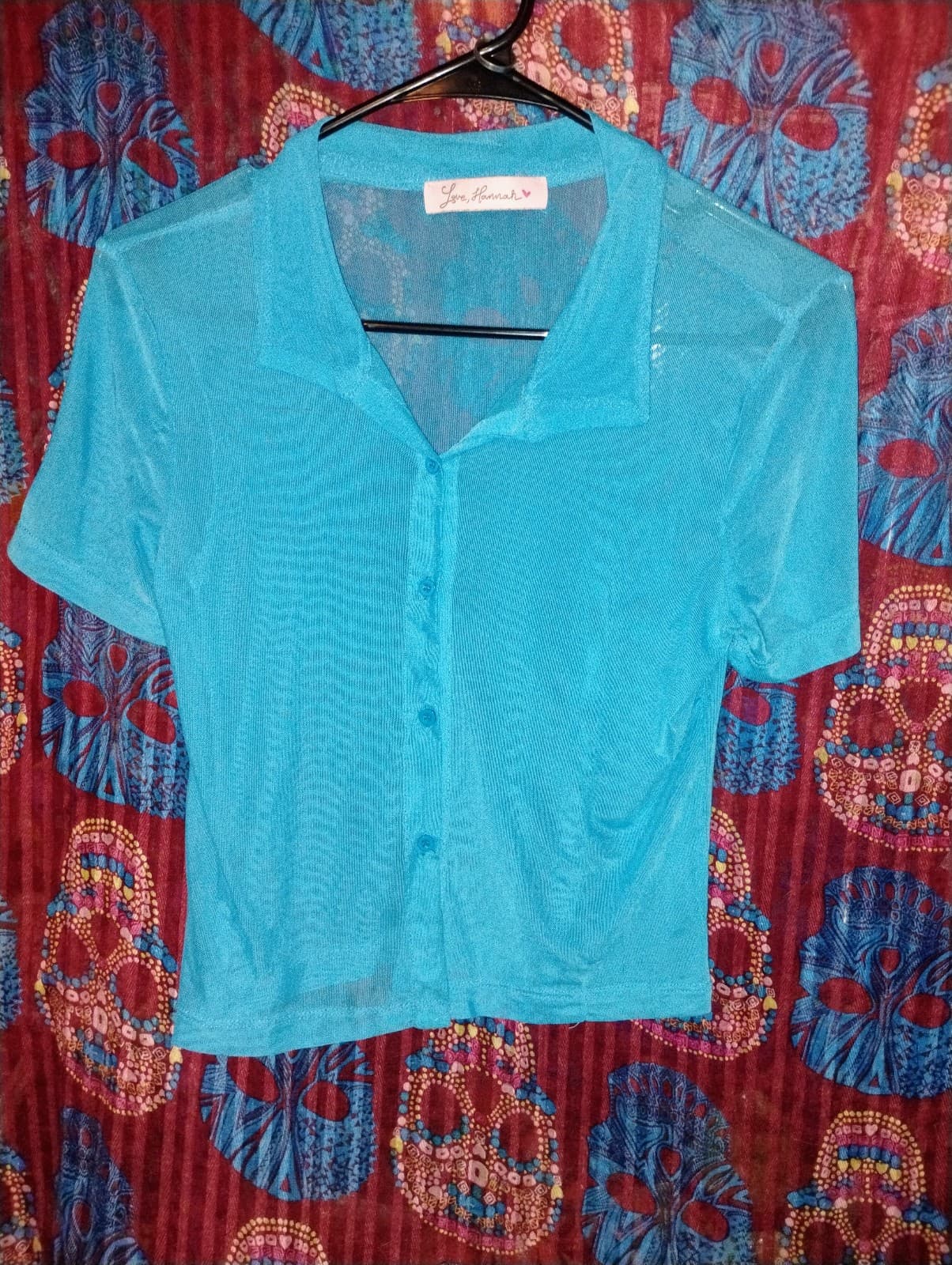 Love Hannah Blue Sheer Mesh Crop top