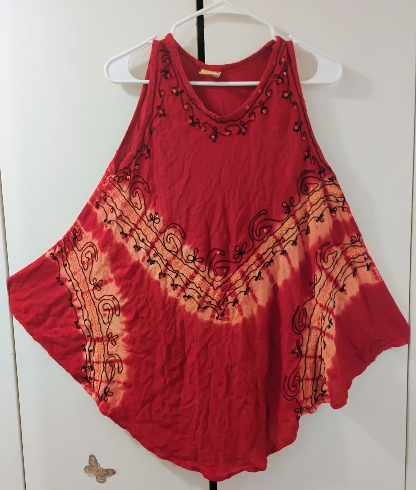 California Woman red and orange tye-dye top