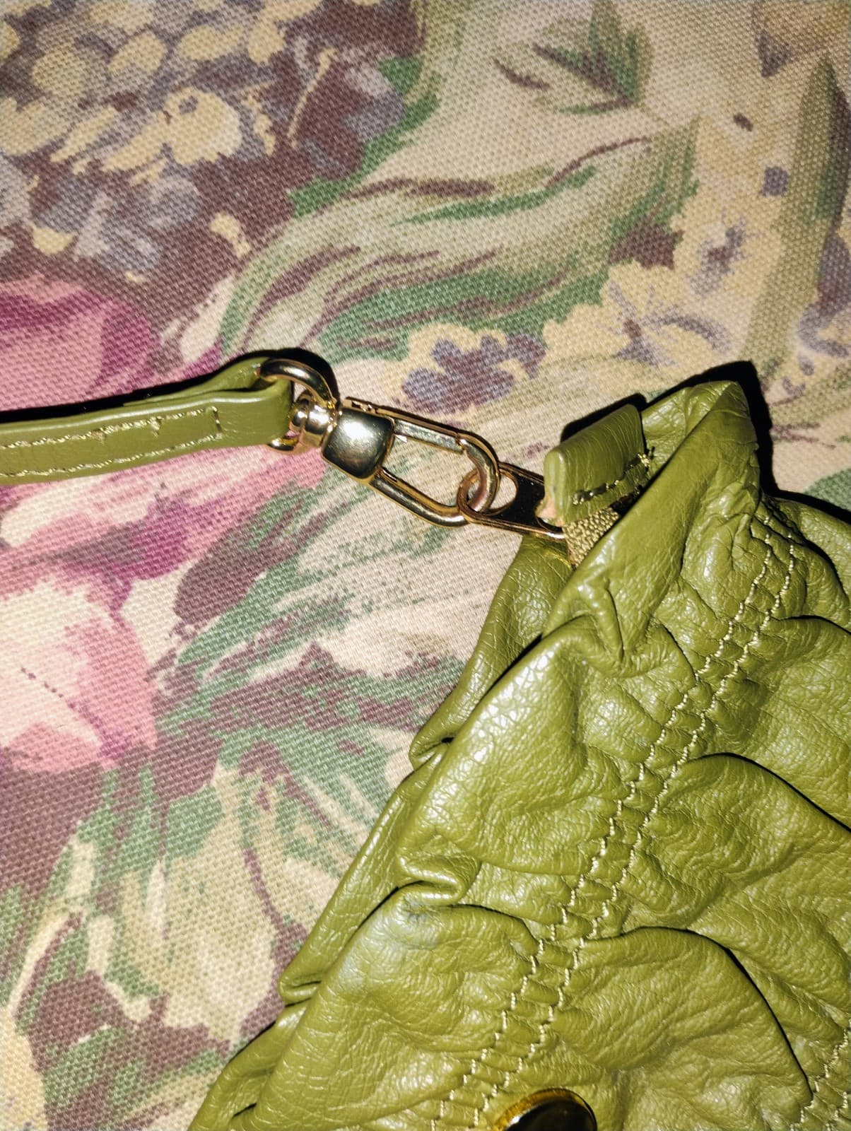 JM Collection Green Leather Clutch - Thumbnail 4