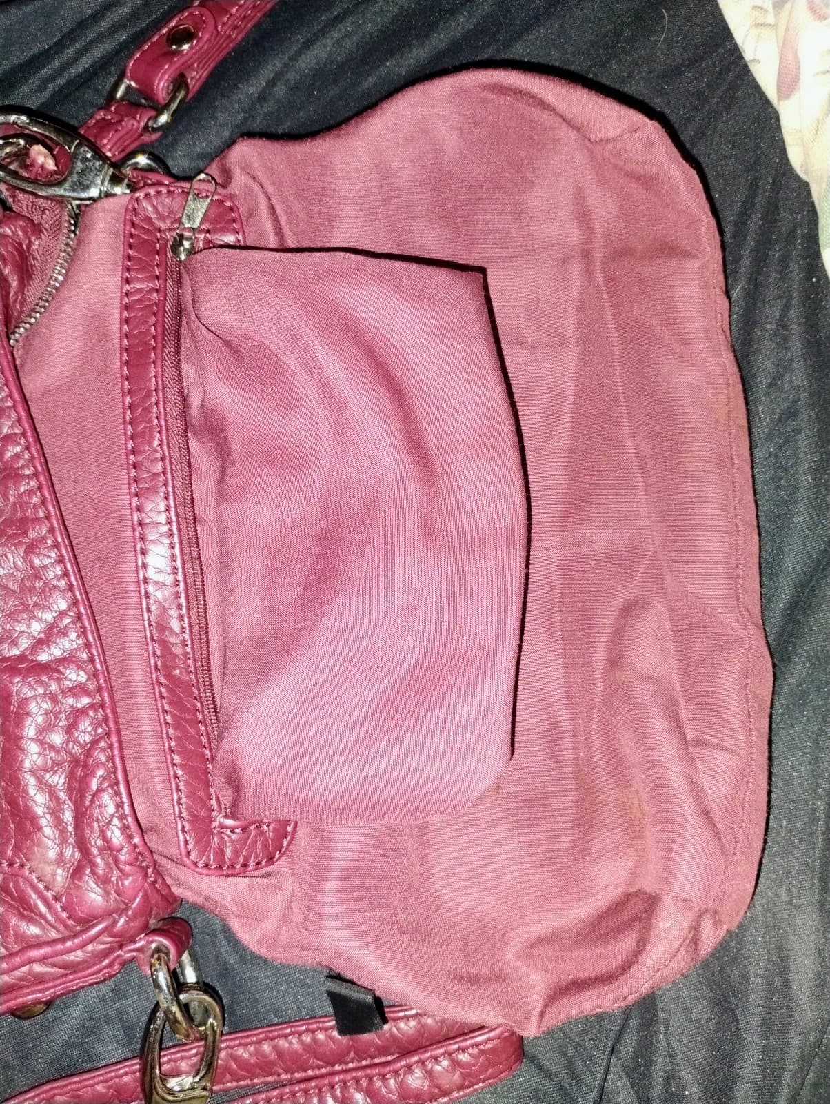 Black Rivet, small,red, leather, crossbody bag. - Thumbnail 7