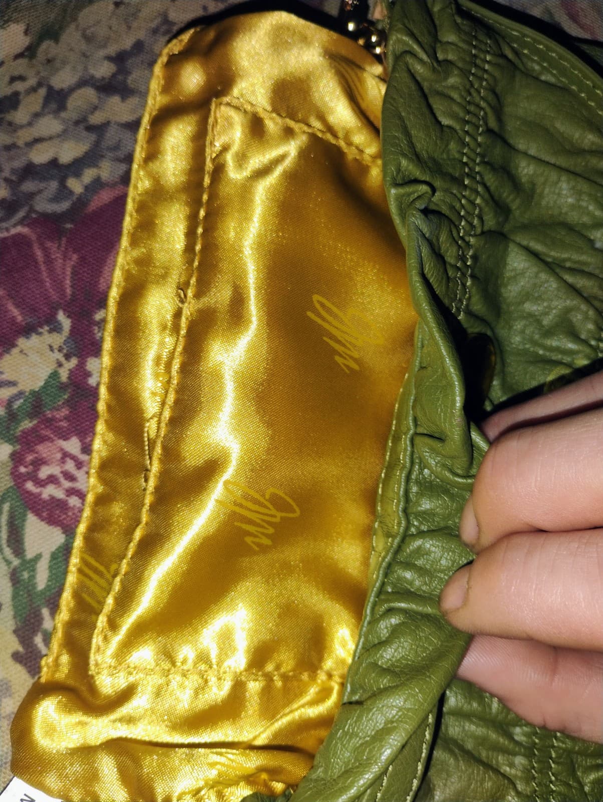 JM Collection Green Leather Clutch - Thumbnail 8