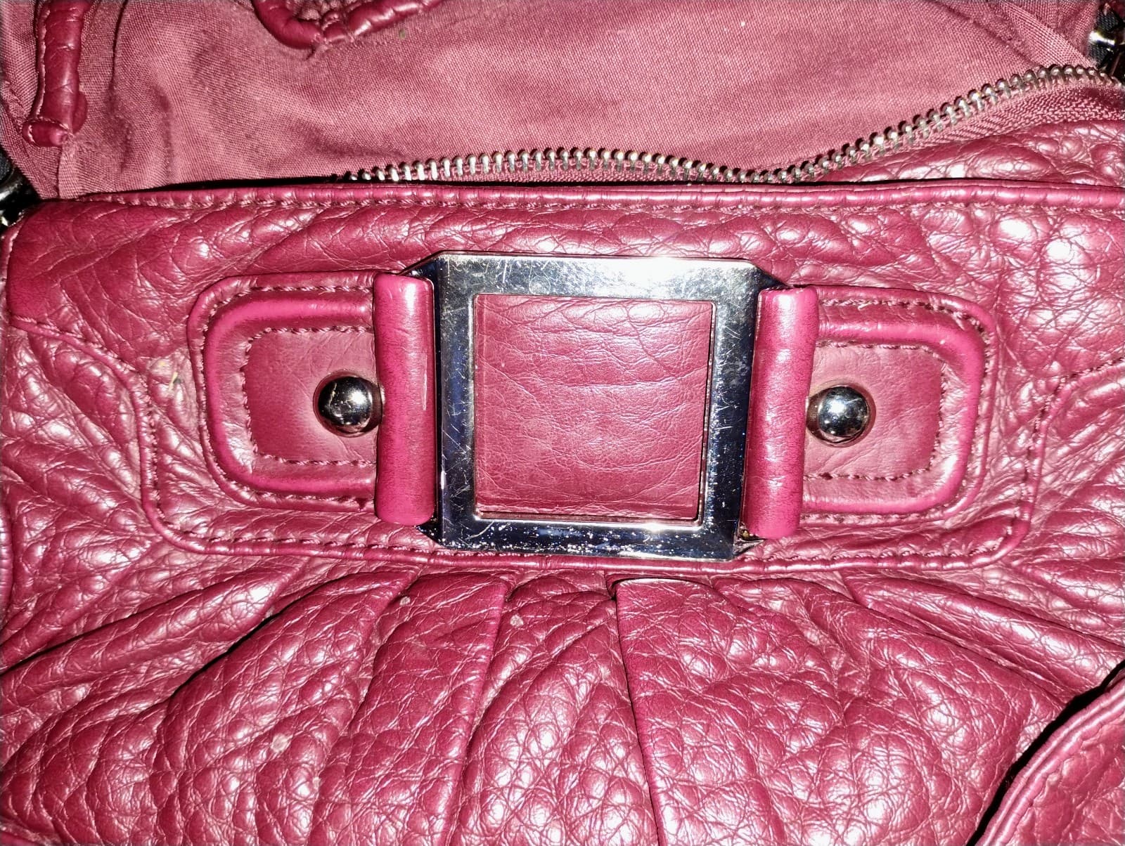 Black Rivet, small,red, leather, crossbody bag. - Thumbnail 3