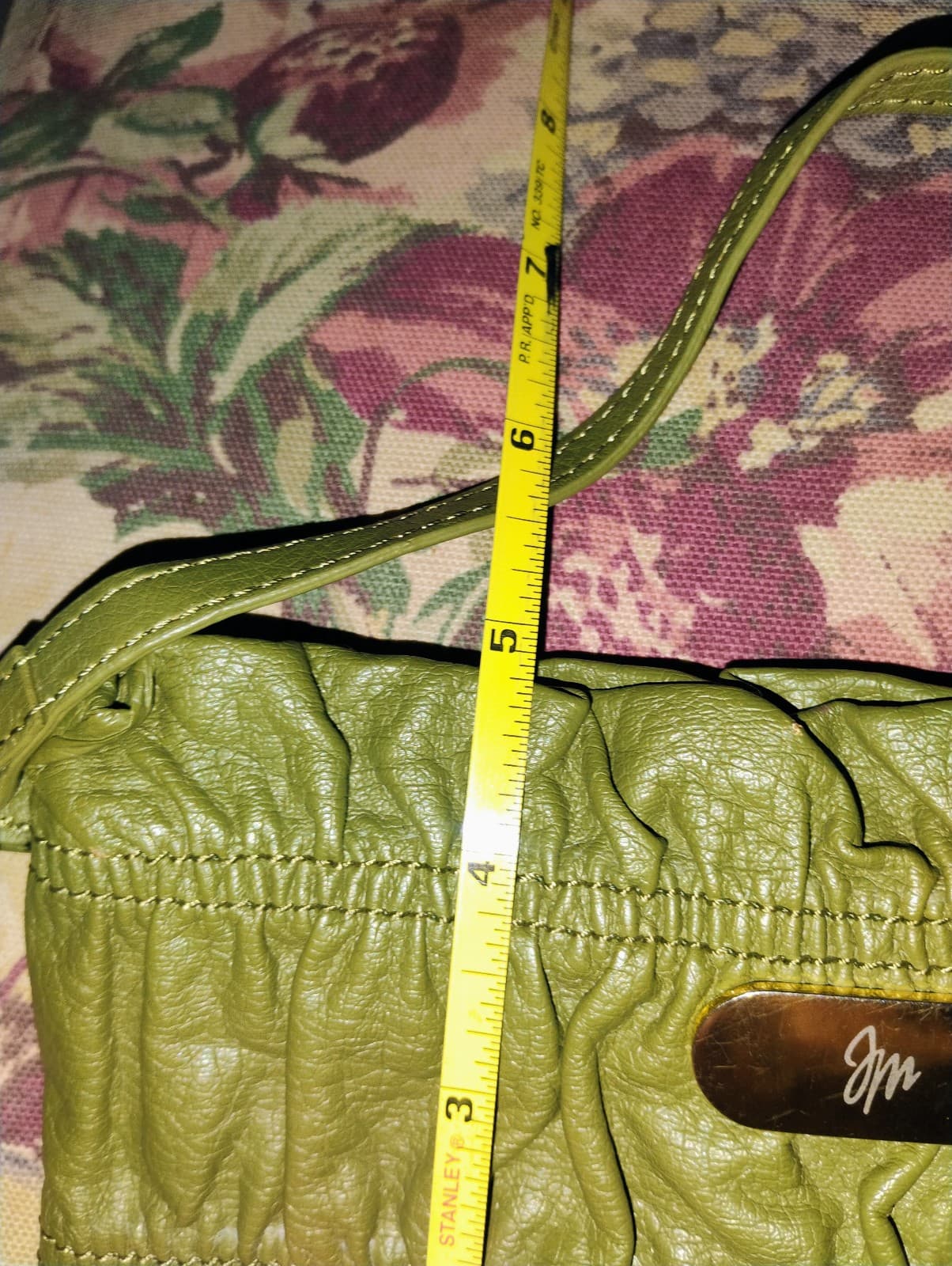 JM Collection Green Leather Clutch - Thumbnail 10