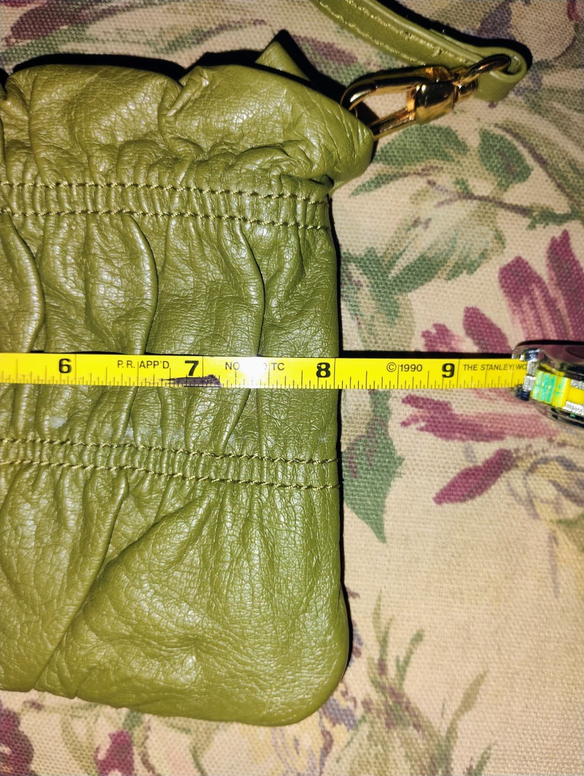 JM Collection Green Leather Clutch - Thumbnail 9