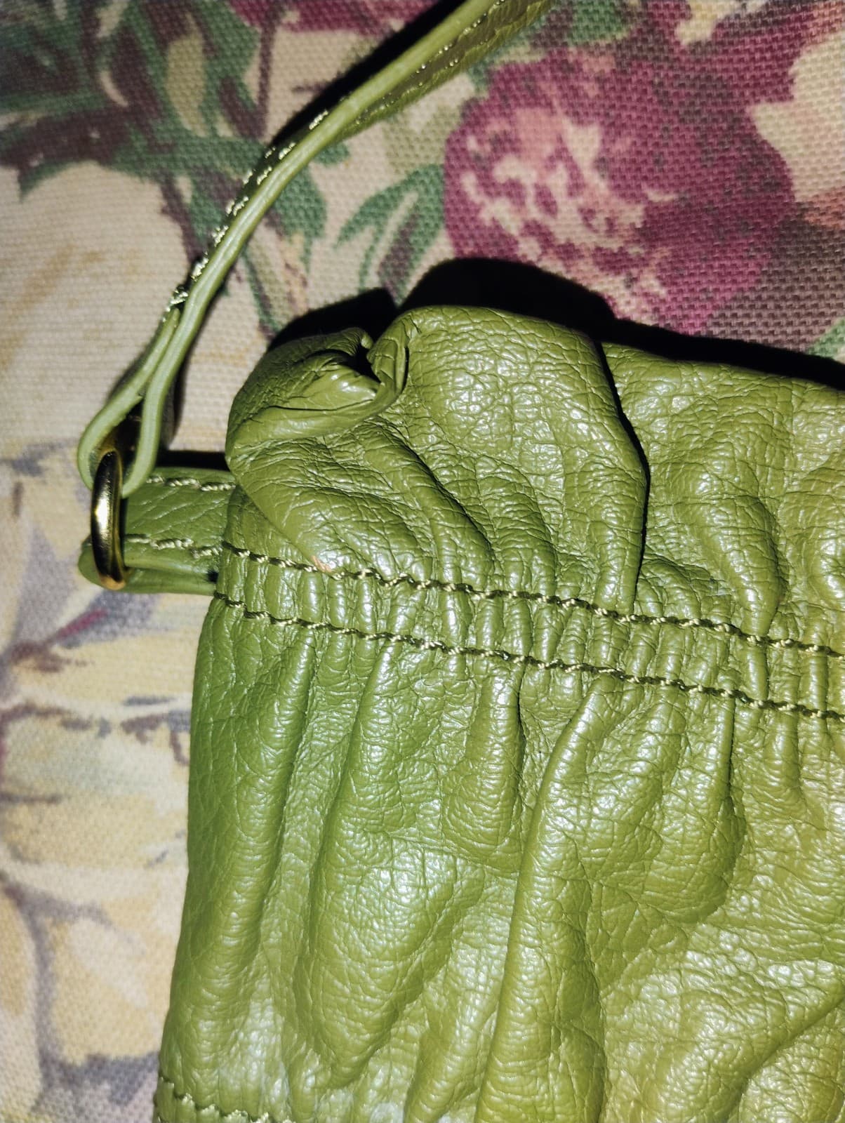 JM Collection Green Leather Clutch - Thumbnail 5