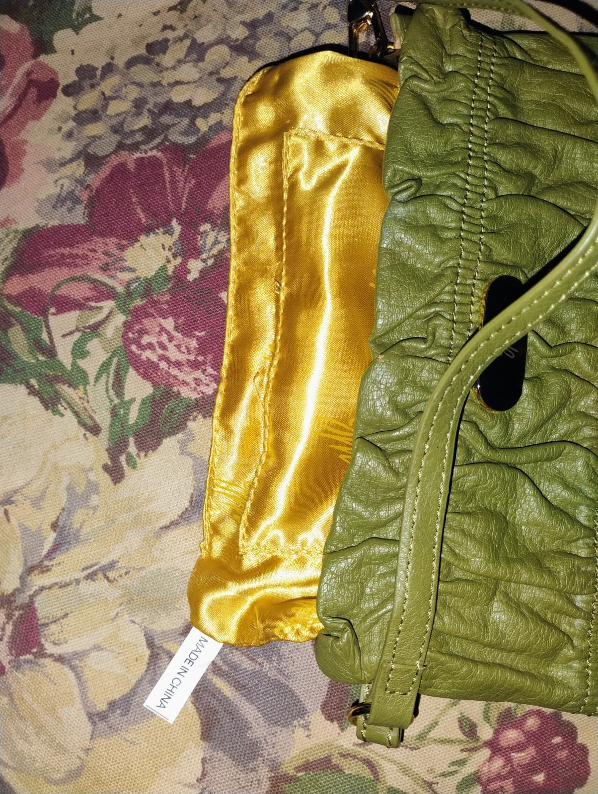 JM Collection Green Leather Clutch - Thumbnail 7