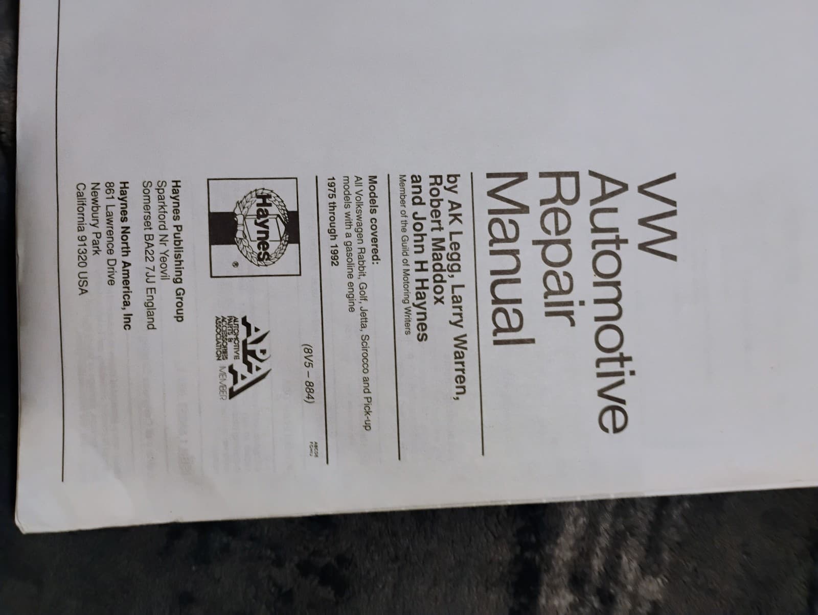 1975-1992 VW Repair Manual - Thumbnail 5